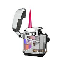 Bricheta metalica, cu lumina led, rezistenta la vant, cu gaz : Culoare - argintiu