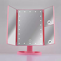 Oglinda reglabila cu leduri si iluminare pentru machiaj : Culoare - roz