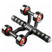 Aparat fitness cu 4 roti pentru abdomen si spate : Culoare - negru