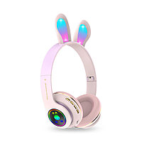 Casti pliabile bluetooth cu urechi de iepure : Culoare - roz