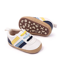Adidasi pentru bebelusi, albi cu dungi laterale colorate (Marime Disponibila: 9-12 luni (Marimea 20