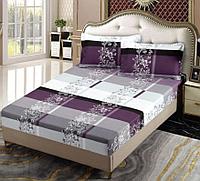 Set Husa de Pat cu Elastic din Finet, pentru Pat Dublu, 3 Piese, 2 Fete de Perna, Multicolor