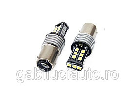 Set becuri auto cu LED CANBUS compatibil P21/5W BA15D 15 SMD 7.5W Alb 12/24V, destinat competitiilor auto sau