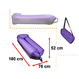 Saltea Autogonflabila "Lazy Bag" tip sezlong, 185 x 70cm, culoare Negru-Violet, pentru camping, plaja sau, foto 6