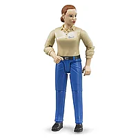 Figurina Femeie cu pantaloni albastri si camasa bej 10cm 60408 - Bruder