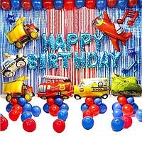 Set baloane tematica Masini, Cars, 7 masini folie de aluminiu diverse modele, 54 baloane latex si folie de