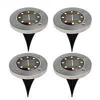 Set 4 lampi solare de gradina, 8 leduri colorate, iluminare automata, otel inoxidabil IP 65, baterie 600mAh