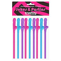Set 9 paie de baut Lovetoy in forma de penis roz-albastru-mov