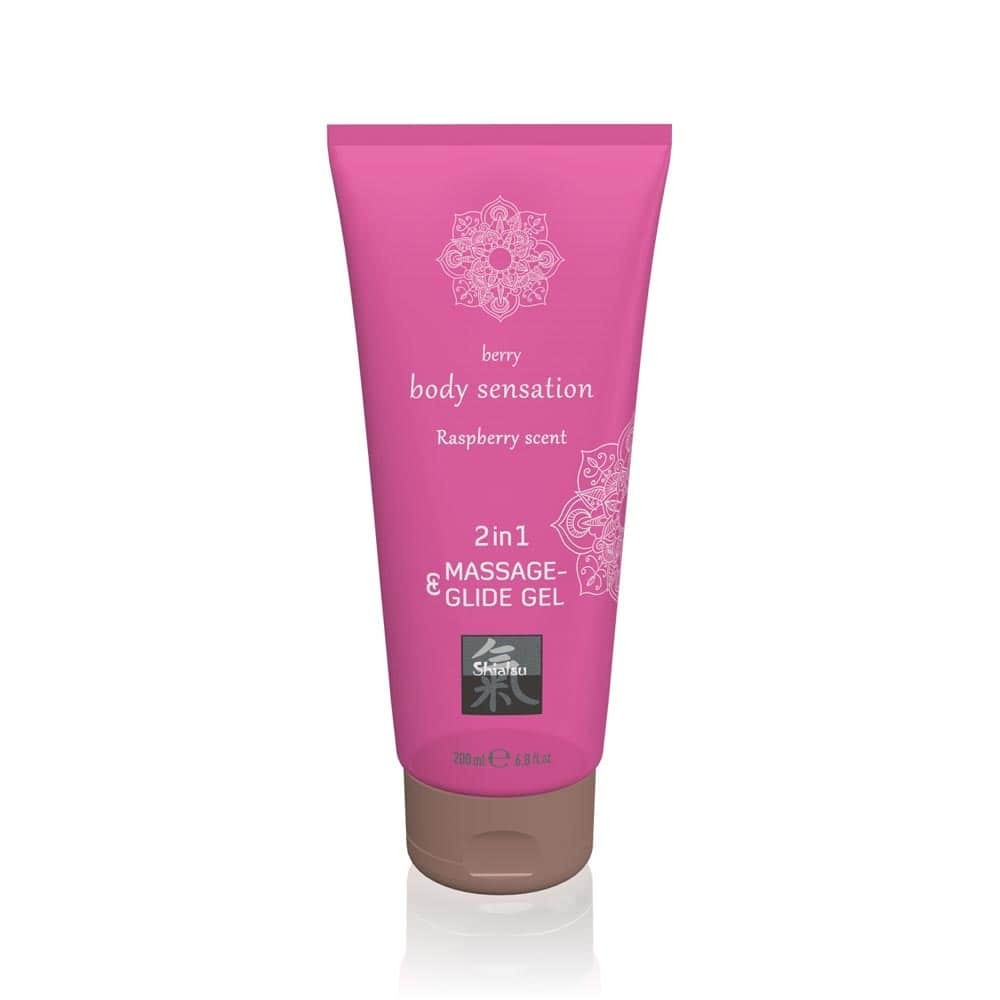 Gel masaj si lubrifiant 2 in 1 Shiatsu zmeura 200 ml - foto 1 - id-p90285663
