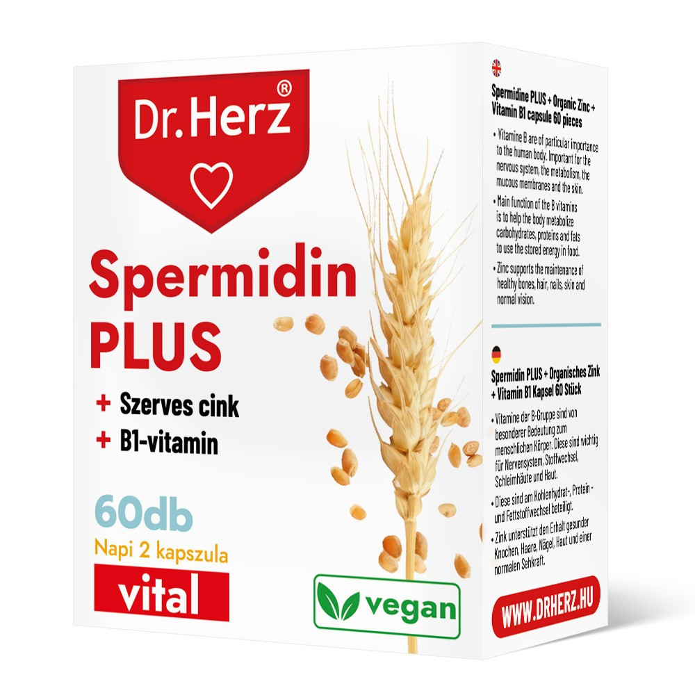 Capsule vegane Spermidina+vitamina B1+zinc organic Dr Herz 60 buc - foto 1 - id-p90286299