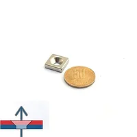 Magnet neodim bloc 15 x 15 x 4 mm cu gaură îngropată D4,5 / D9,6