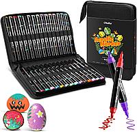 Ohuhu Set 30 Markere, Vopsea Acrilica, Baza Apa, Varf Dublu Rotund Si Subtire, Multicolore