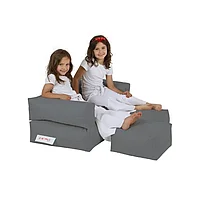 Fotoliu Puf Bean Bag cu 2 tabureti Kids Double Seat Pouf - Fume