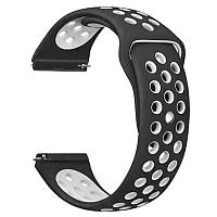 Curea silicon, compatibila Xiaomi Amazfit GTS, telescoape Quick Release, Negru/Alb