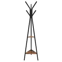 Cuier, Songmics, 6 carlige, 2 rafturi, metal, negru, 49x49x179 cm