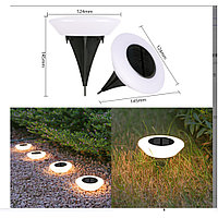 Lampa solara LED, sub forma de cerc, pentru gazon sau gradina, Rezistenta la apa, Flippy, Alb cald