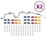 Pietre de cățărat cu funie, 50 piese, multicolor