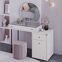 Masa de machiaj Adore Dior, 3 sertare cu oglinda , Crem, 108 x 130 x 47 cm