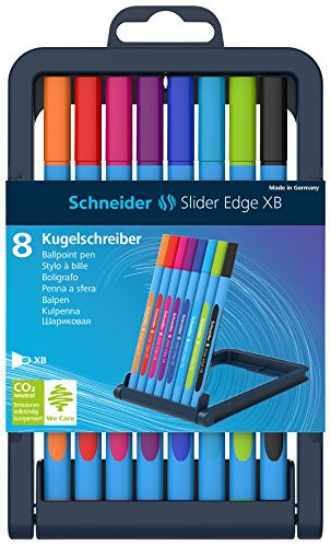 Pix fără mecanism Schneider Slider Edge XB, rubber grip, varf 1.4mm, 8 culori/set - (N,R,A,V,Or,Vi,Roz,Bleu) - foto 1 - id-p90377567