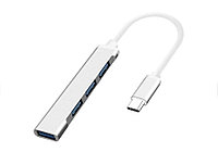 Hub USB tip C la 4 porturi USB 3.0, compatibil telefoane mobile cu Android si PC Windows, MacOS