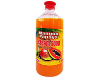 Sapun lichid, rezerva 1000ml, capac cu picurator, Mango & Papaya - cream soap, extract ulei masline, PH -