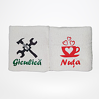 Set 2 Prosoape de Baie Alb Bumbac 100% Personalizabile 2