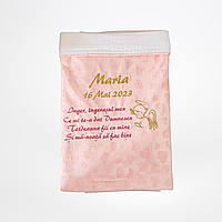 Păturică bebe mincky roz cu inimioare și muselină Personalizabilă