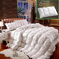 Set Pilota casetata LUXURY din puf gasca + 2 perne LUXURY - LenjeriiPat-Pucioasa.ro - Magazin Online lenjerii