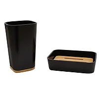 Set accesorii baie 2 bucăți Natură pp negru 9x12