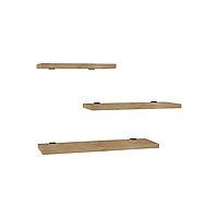 Raft perete Leila set de 3 pachet din melamina in nuanta Naturala 40x14x2cm 14x40