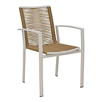 Scaun de plajă empilabil din aluminiu și texMaron, șampanie, în nuanță Naturală, 57x63x83cm 63x57