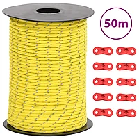 Funie pentru cort cu benzi reflectorizante și chei, 50 m, 3 mm