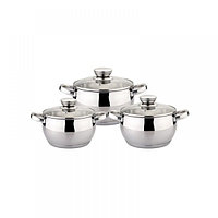 Set 3 oale din inox cu capace din sticla, Bohmann