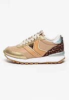 Pantofi sport Guess cu aspect colorblock si garnitura cu animal print Taupe/Auriu, 36 EU