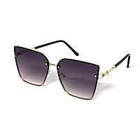 Ochelari de soare dama, polarizati 400 UV, cu toc cadou, OSD02 Femei, Cat eye, Auriu, Metal, Toc pentru