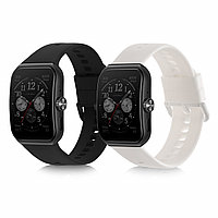 Set 2 curele kwmobile pentru OPPO Watch 3 Pro, Silicon, Negru/Alb, 60108.01
