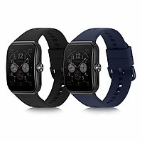 Set 2 curele kwmobile pentru OPPO Watch 3 Pro, Silicon, Negru/Albastru, 60108.02