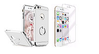 Pachet husa Apple iPhone 6/6S, MyStyle Elegance Luxury 3in1 Ring Silver, folie de sticla gratis