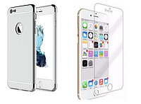 Pachet husa Apple iPhone 6/6S, MyStyle Elegance Luxury 3in1 Silver, folie de sticla gratis