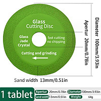 Disc de taiere ceramica si sticla, 100x20x1mm, verde