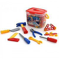 Set unelte si accesorii constructie, 132 elemente, Polesie Wader