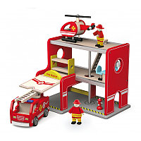Statie de Pompieri, din lemn, Accesorii incluse, Viga Toys