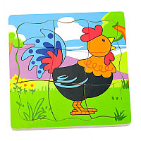 Puzzle din lemn, Viga Toys, Cocos, 4 imagini, 21 elemente