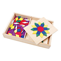 Set mozaic din lemn, Tangram cu modele, Viga Toys