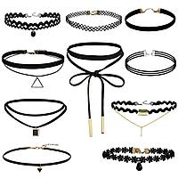 Set 10 choker OEM, Catifea, Negru