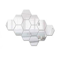 Oglinzi Decorative Hexagonale tip Fagure Hexagon pentru Baie Bucatarie si Living - 12 Bucati Sticker XL -