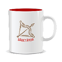 Cana personalizata cu zodiac, Sagetator - Interior rosu