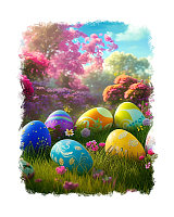 Sticker decorativ, Oua de paste, Multicolor, 70 cm, 6914ST