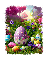 Sticker decorativ, Oua de paste, Multicolor, 70 cm, 6915ST