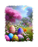 Sticker decorativ, Oua de paste, Multicolor, 70 cm, 6916ST